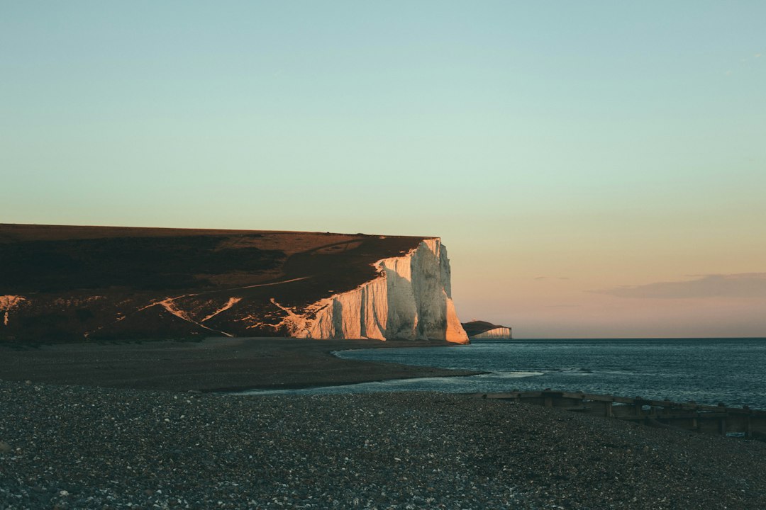 White chalk cliffs of the Seven Sisters on the South Downs Way