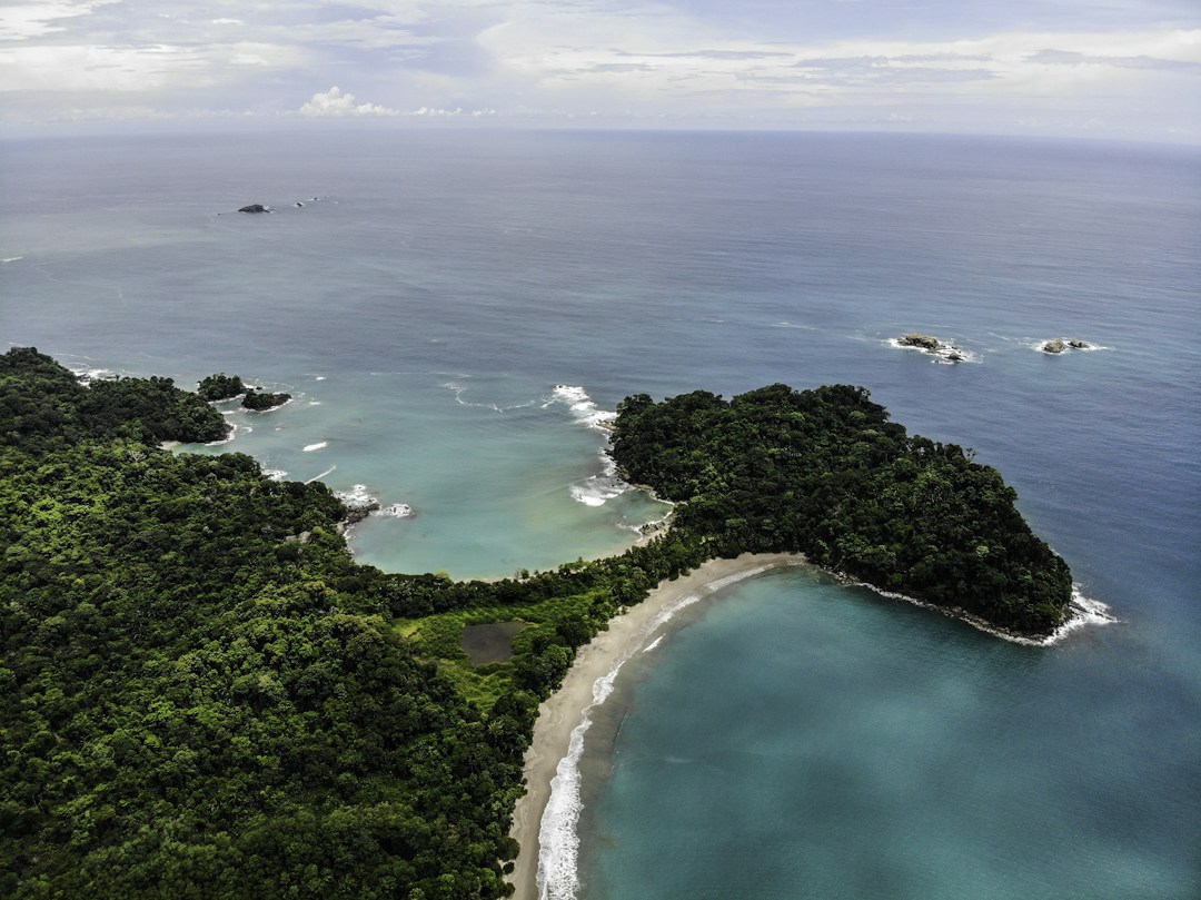 Aerial view of Manuel Antonio coast near Quepos